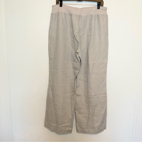 NWT BLUE Saks Fifth Avenue Linen Wide Leg Light Gray Pull On Pants Sz XL - Picture 5 of 11